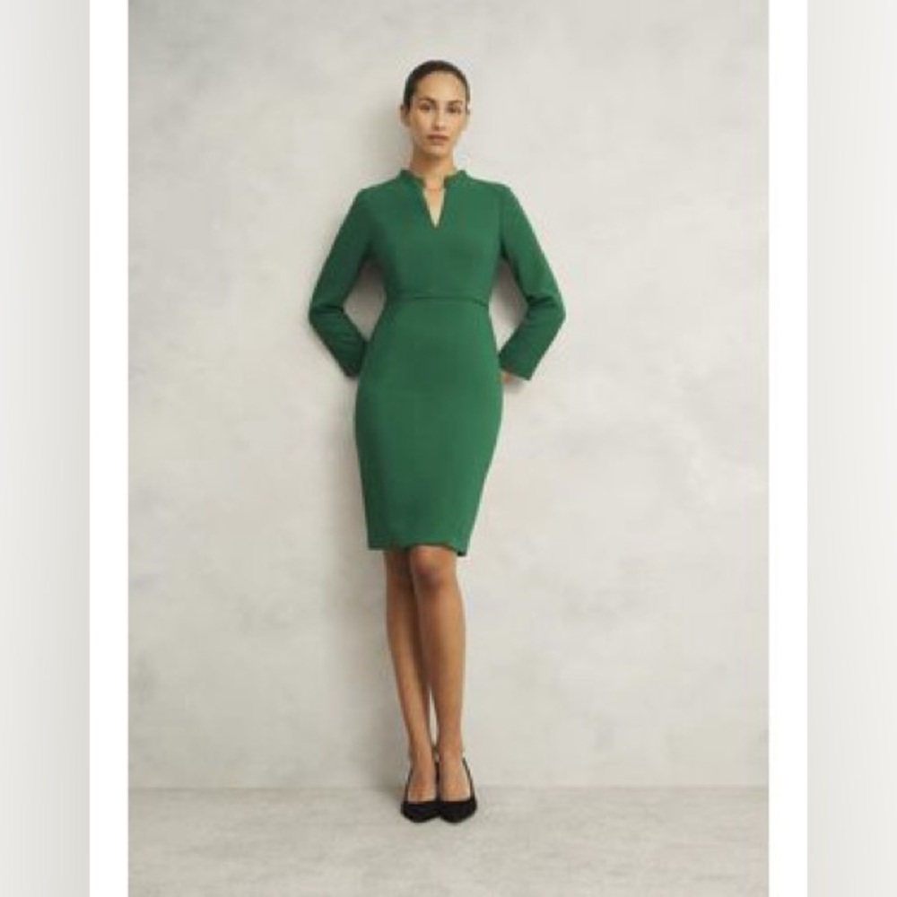 HOBBS LONDON Blue 3/4 Sleeve Midi Tailored  Modest Work Wear Business Casual Dre - Picture 5 of 16